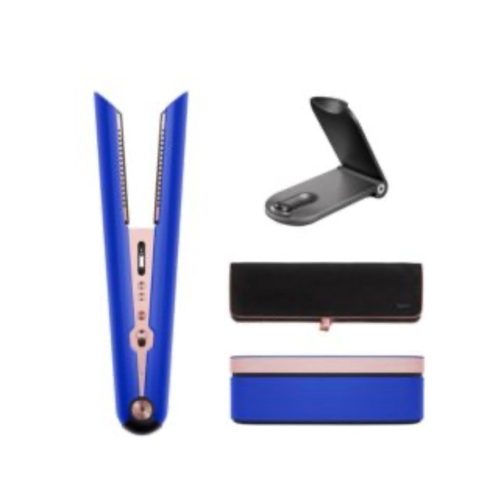 Blue Dyson Airstrait Straightener with Accessories
